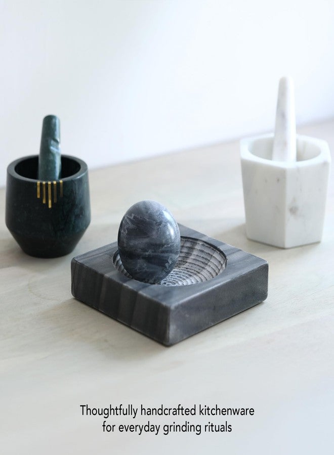 Ellementry Erebus Marble Mortar & Pestle Set, Khalbatta Stone, Imam Dasta, Okhli Masher, Kharal, Kundi Sota, Natural &Traditional Spice Grinder for Kitchen, Khal Batta Musal for Spices & Herbs - Image 4